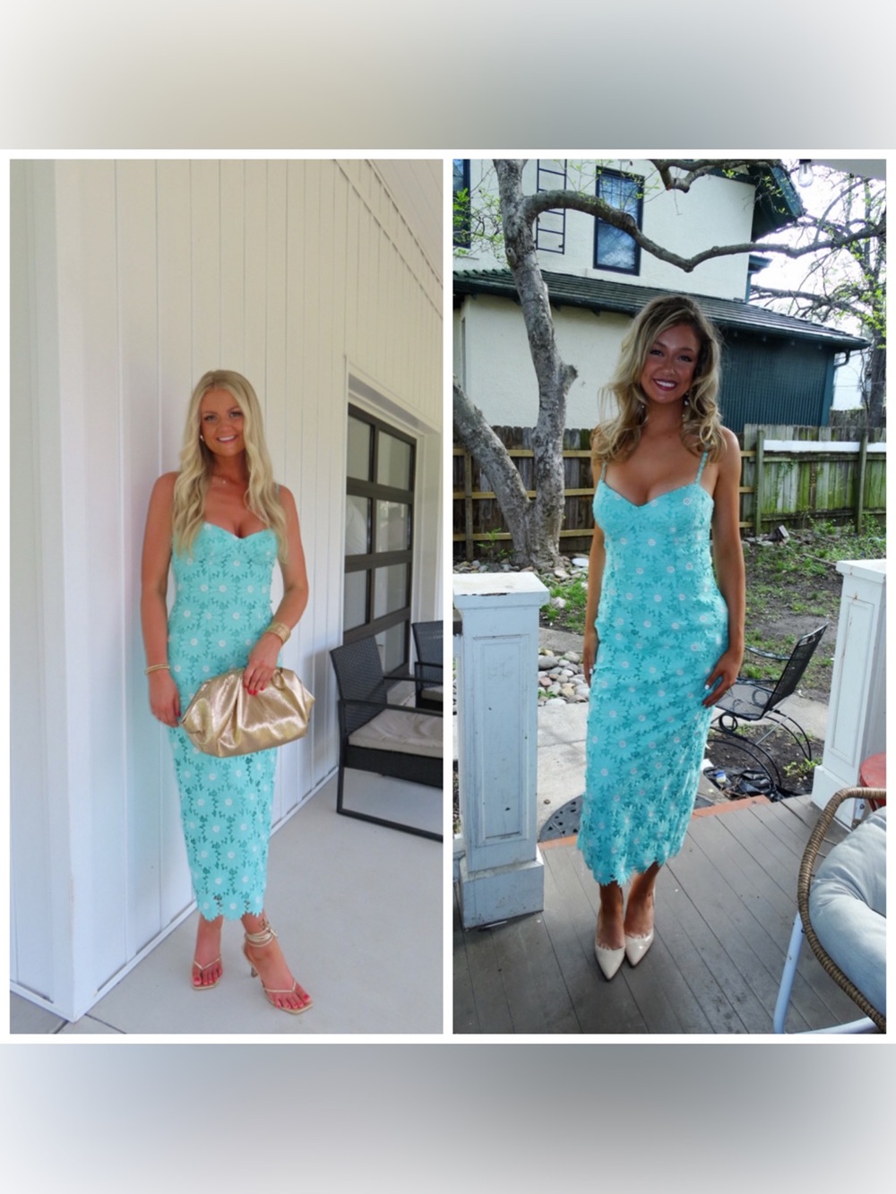 Saylor Calibria Eyelet Floral Midi Dress Aqua Light Blue Small